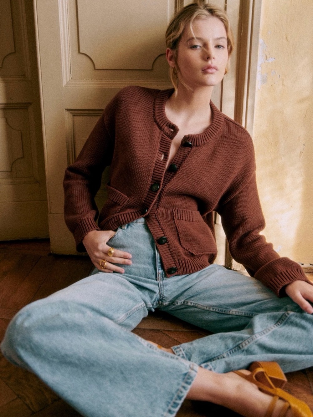 Sézane Titouan Cardigan Chocolate Brown XL